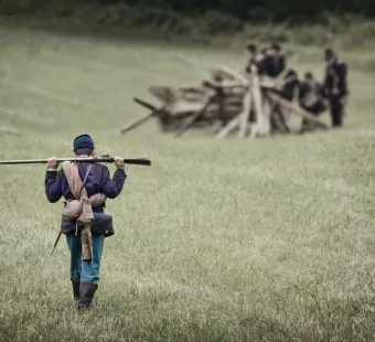 Civil War Union Soldier at a Reenactment